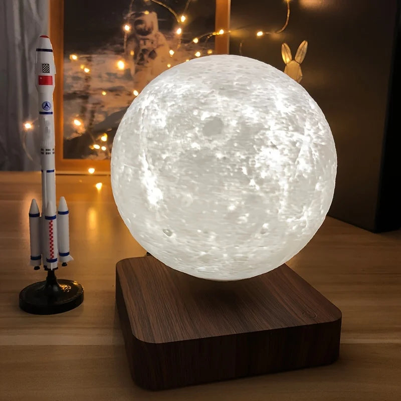 LunaOrbit — Levitating Moon Lamp with Wooden Base