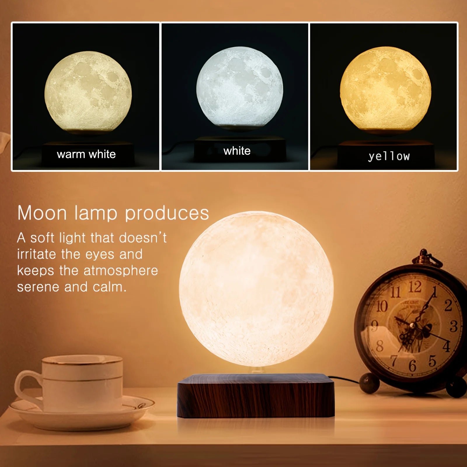 LunaOrbit — Levitating Moon Lamp with Wooden Base