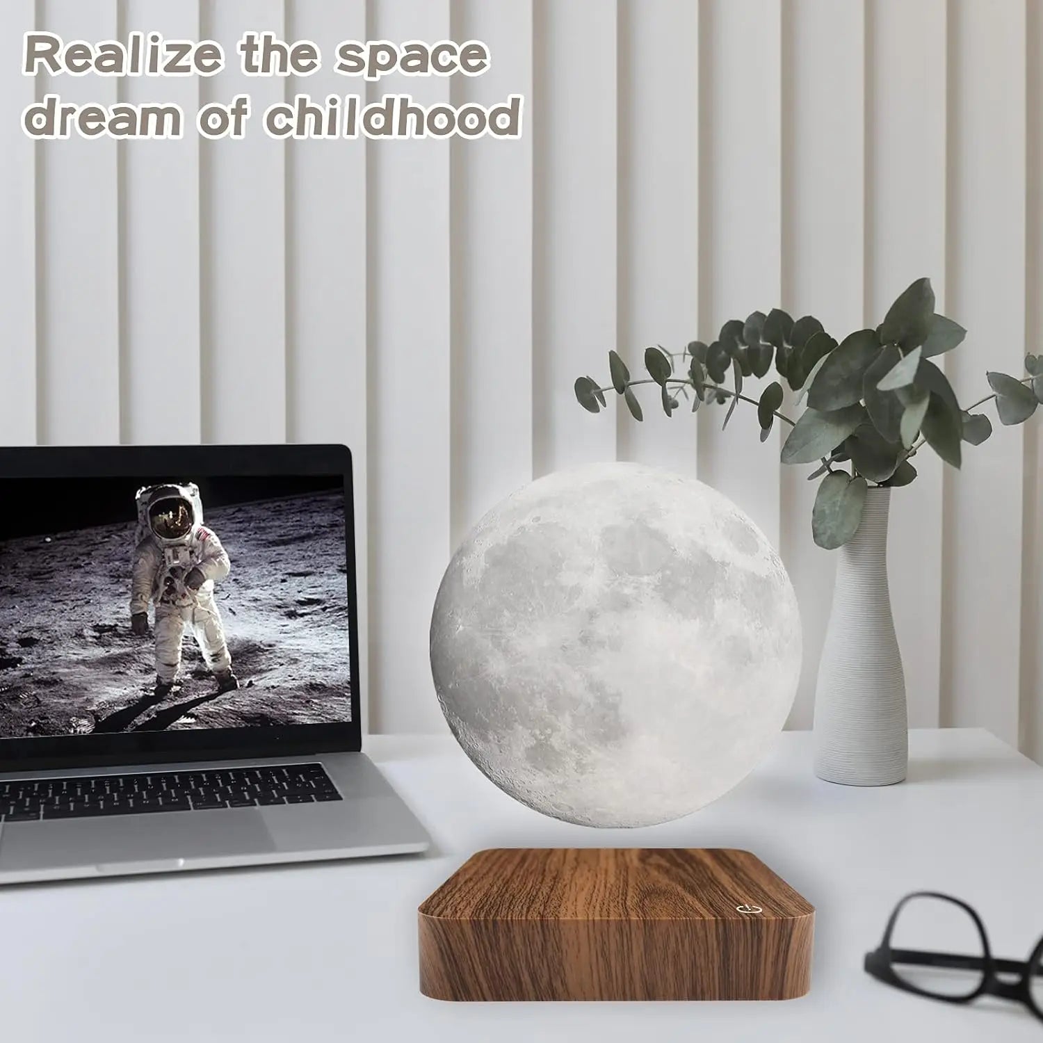 LunaOrbit — Levitating Moon Lamp with Wooden Base