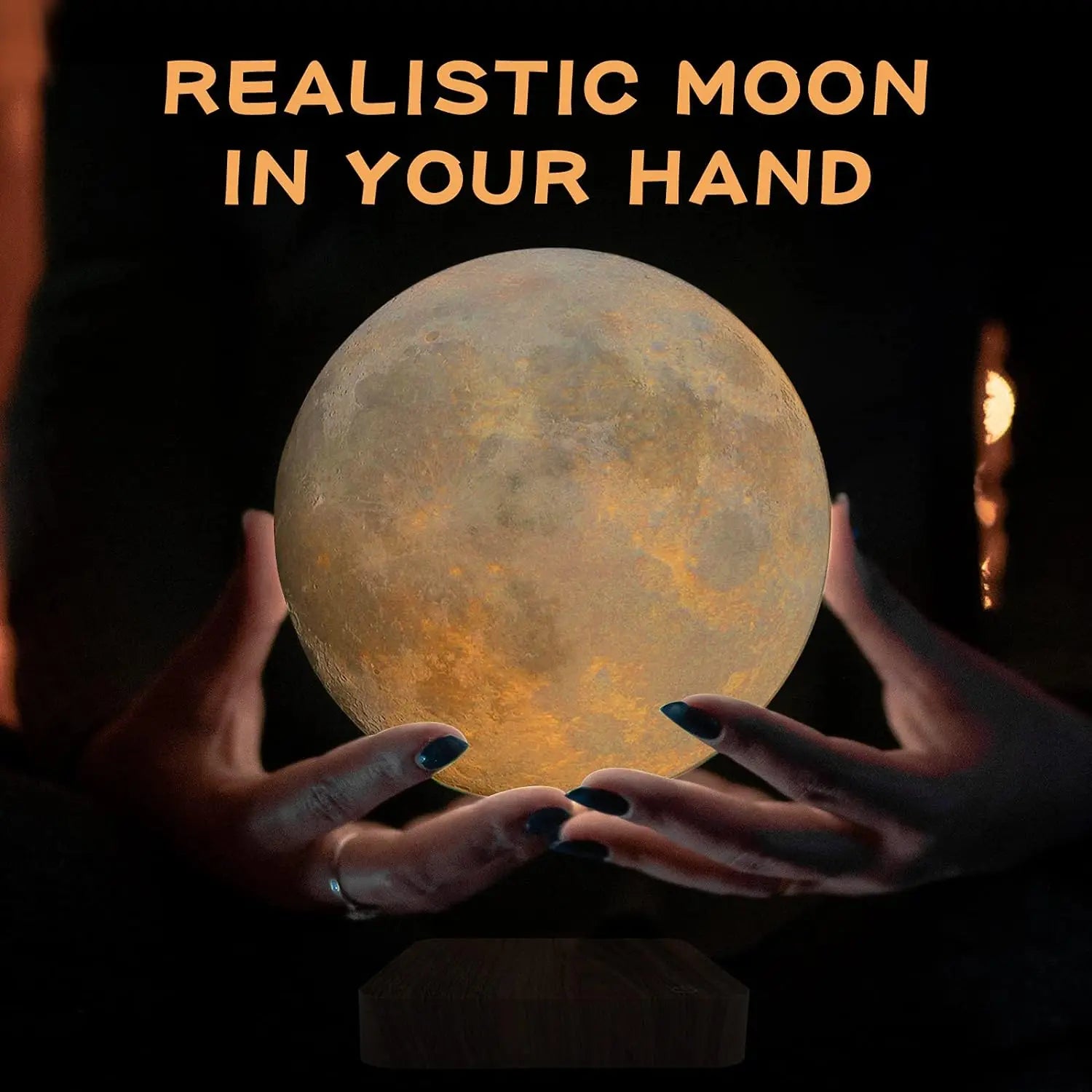 LunaOrbit — Levitating Moon Lamp with Wooden Base