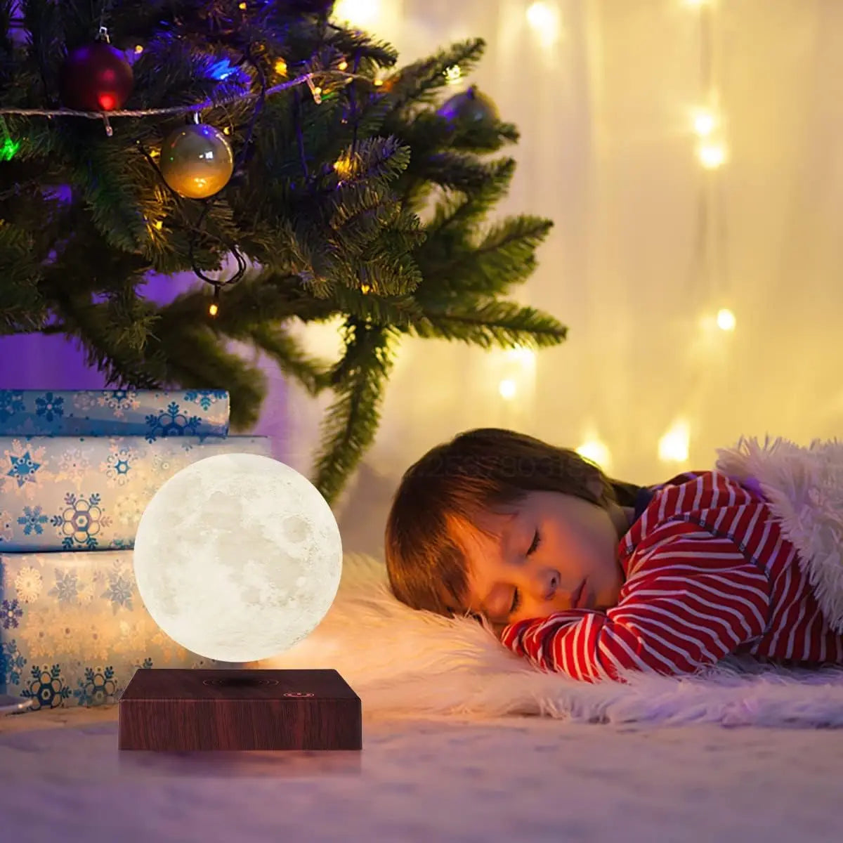 LunaOrbit — Levitating Moon Lamp with Wooden Base