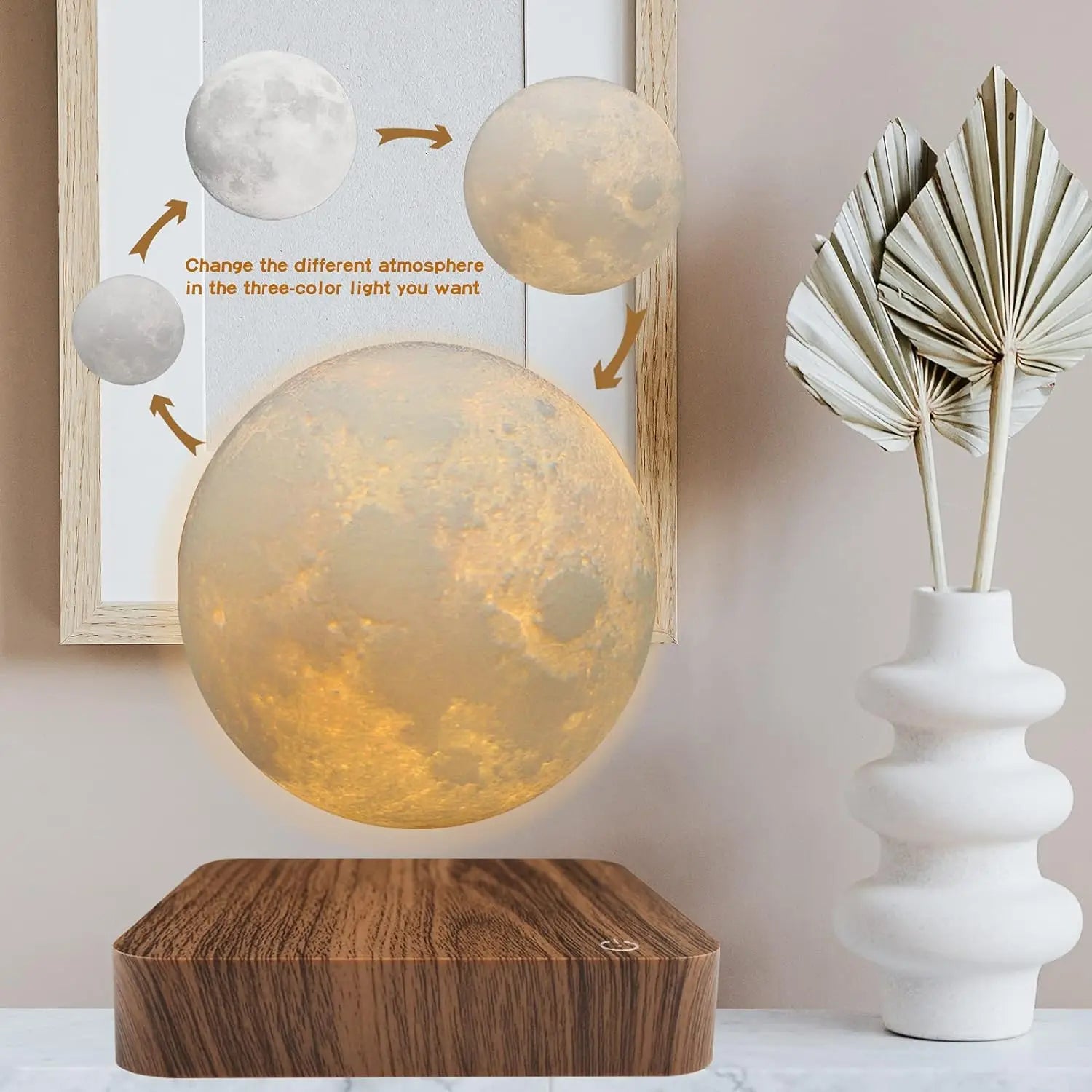 LunaOrbit — Levitating Moon Lamp with Wooden Base
