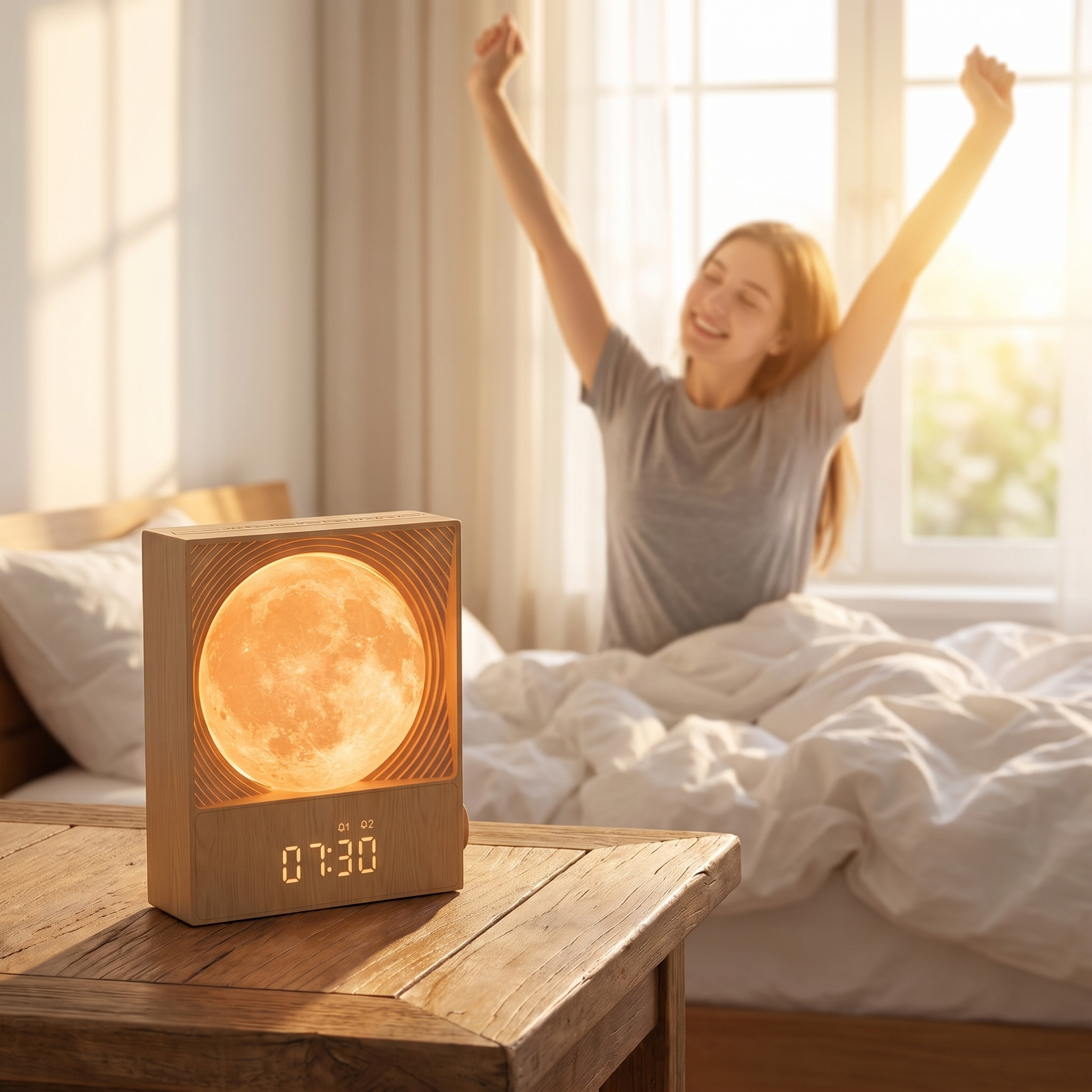 Waking up gently with LunaRise sunrise simulation in the morning