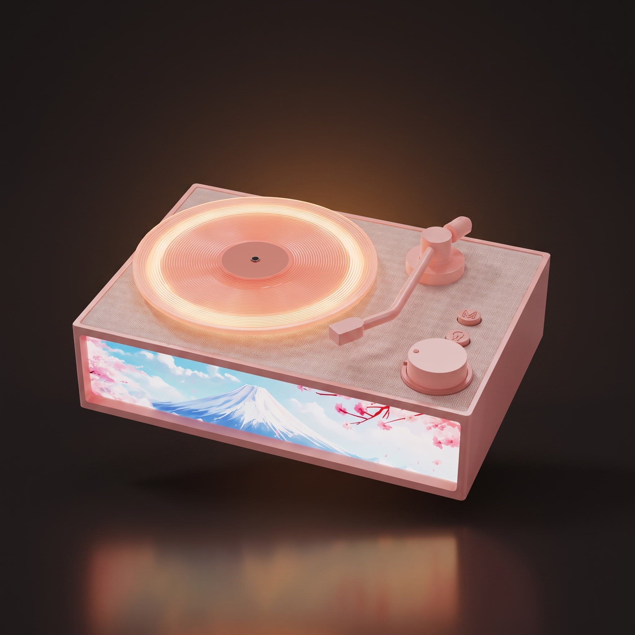 VinylAura in Pink — dark studio shot